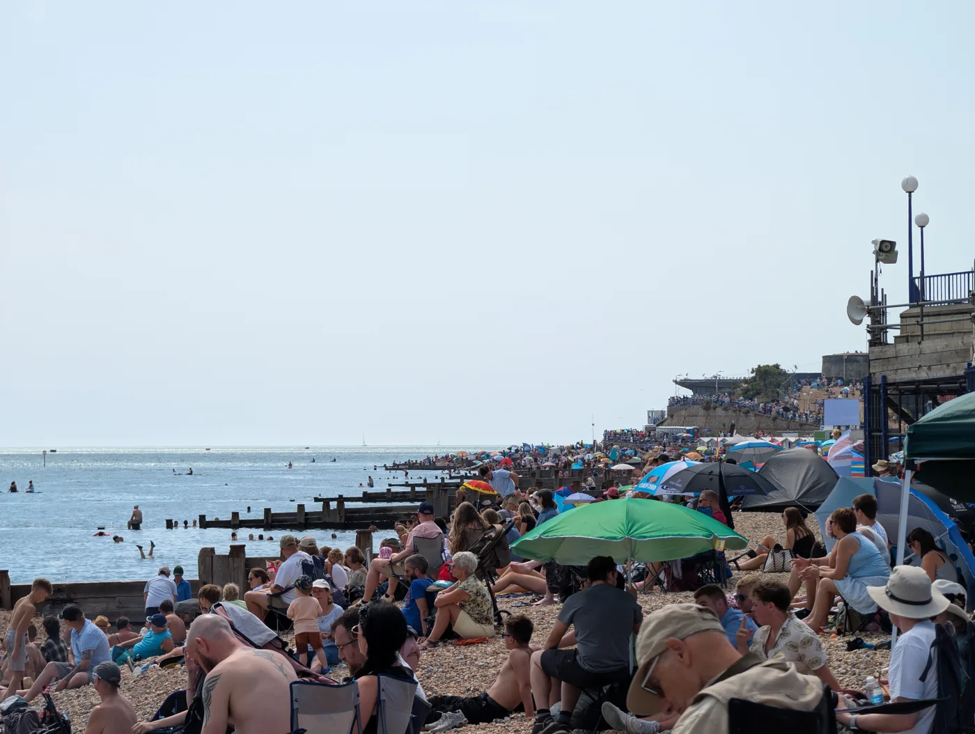 Spectators packed along the beach below the seafront for Airbourne