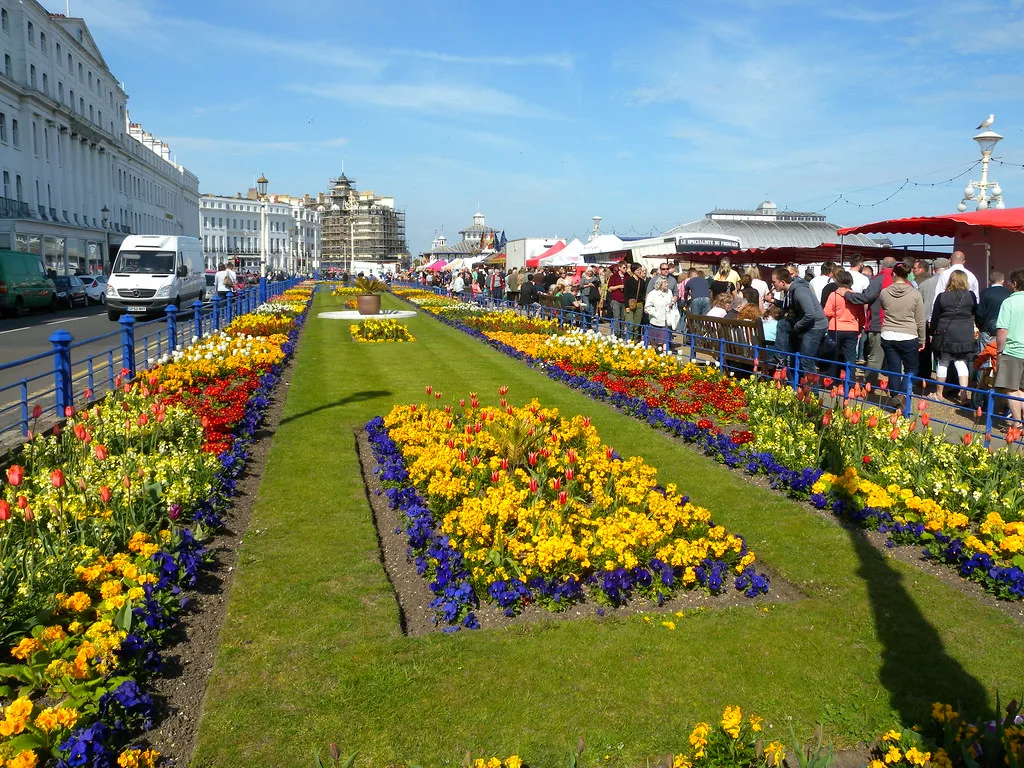 The Carpet Gardens in their traditional summer bedding, photographed in 2013. One section is still planted this way so the two styles can be compared