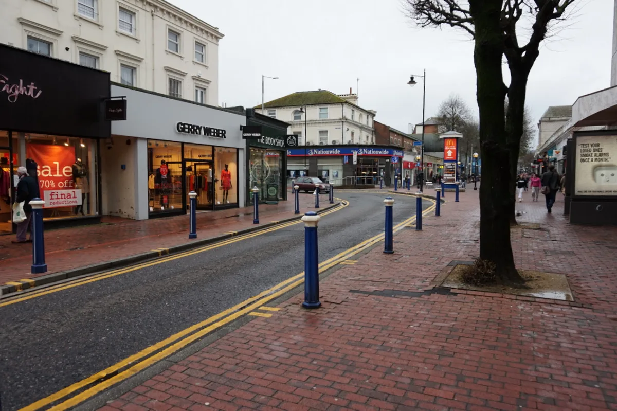 Shops on Langney Road in Eastbourne town centre, part of Devonshire ward. The picture does not show the street as it is today