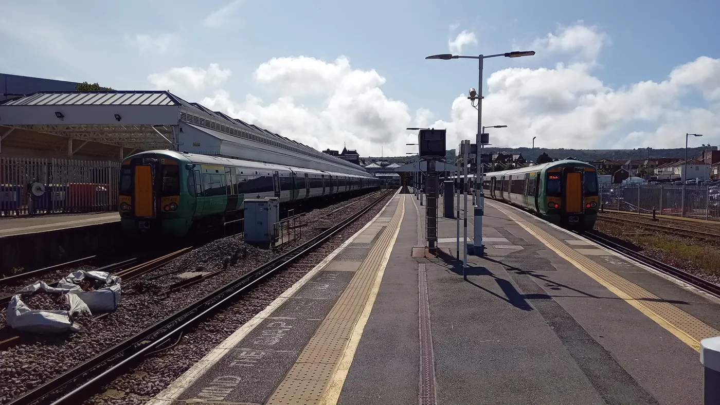 Southern trains at Eastbourne station. The direct London service still runs in the morning peak and after 4pm, but not in between