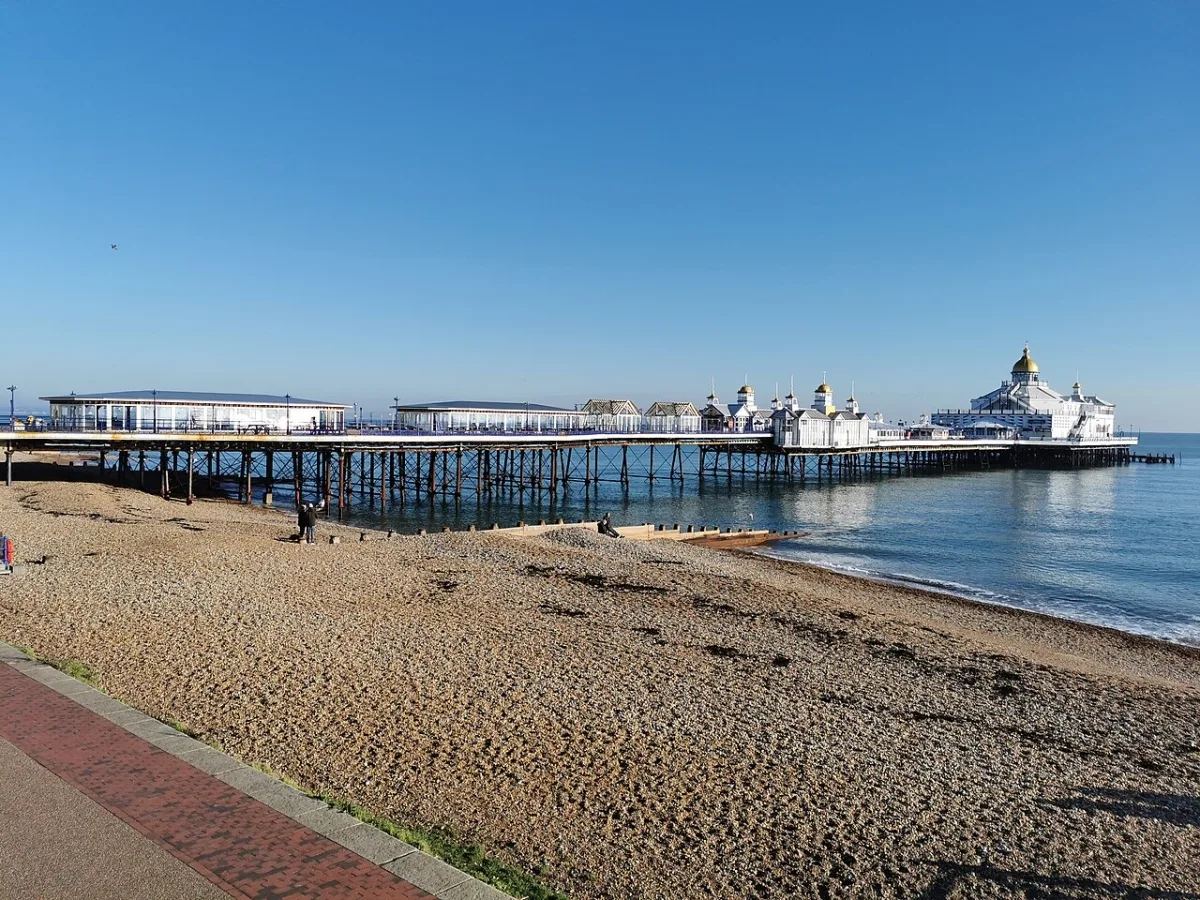 Eastbourne Pier, opened in 1870 and Grade II* listed. Its Visit Eastbourne listing gives opening hours of 9am to 6pm every day, later on Wednesdays and Saturdays
